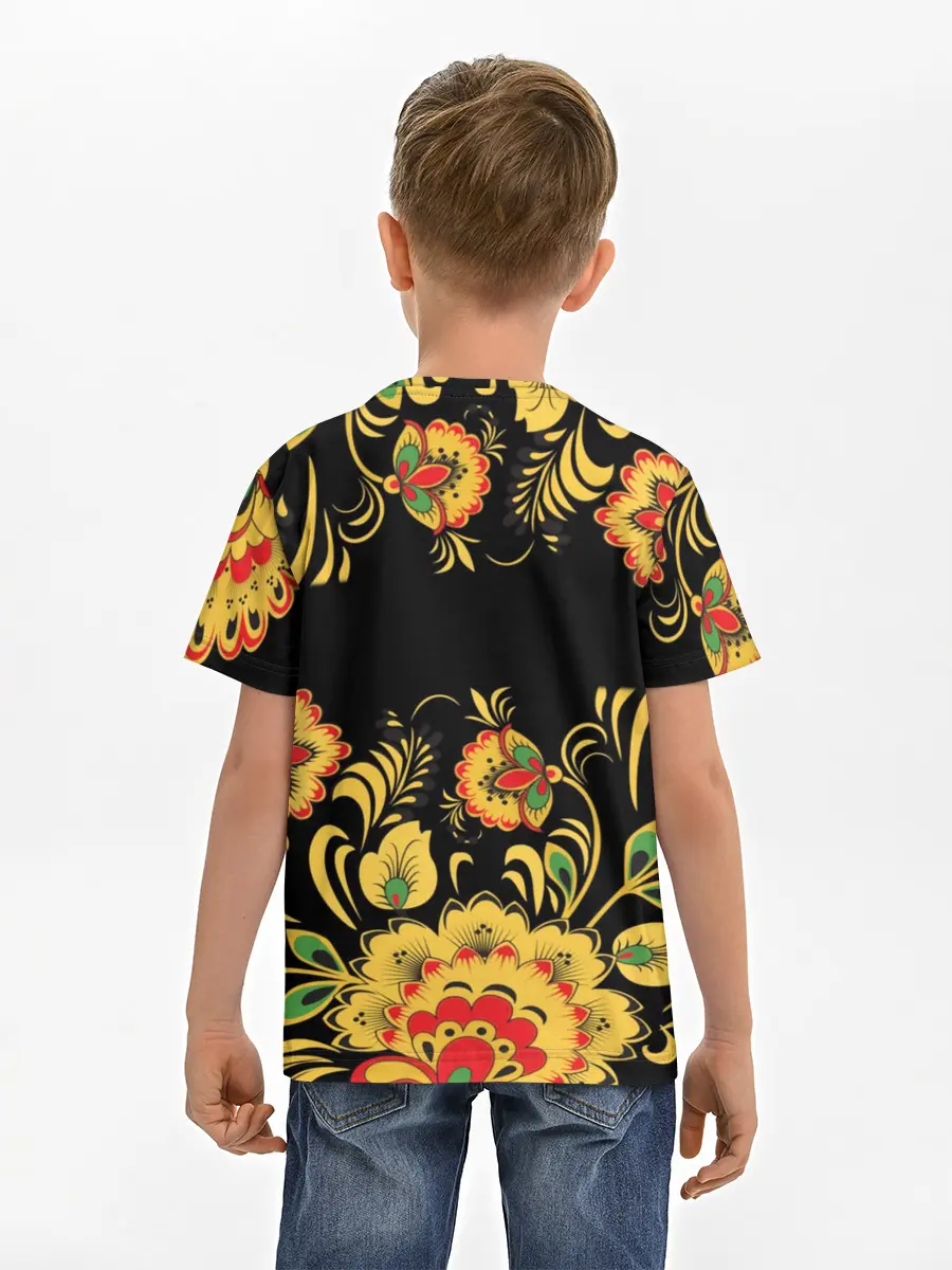 Детская базовая футболка / Степан, роспись под хохлому