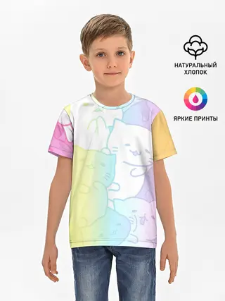 Детская базовая футболка / Котоколлаж 05