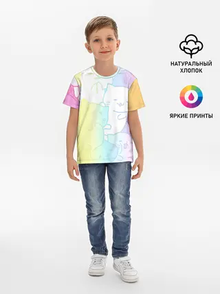 Детская базовая футболка / Котоколлаж 05