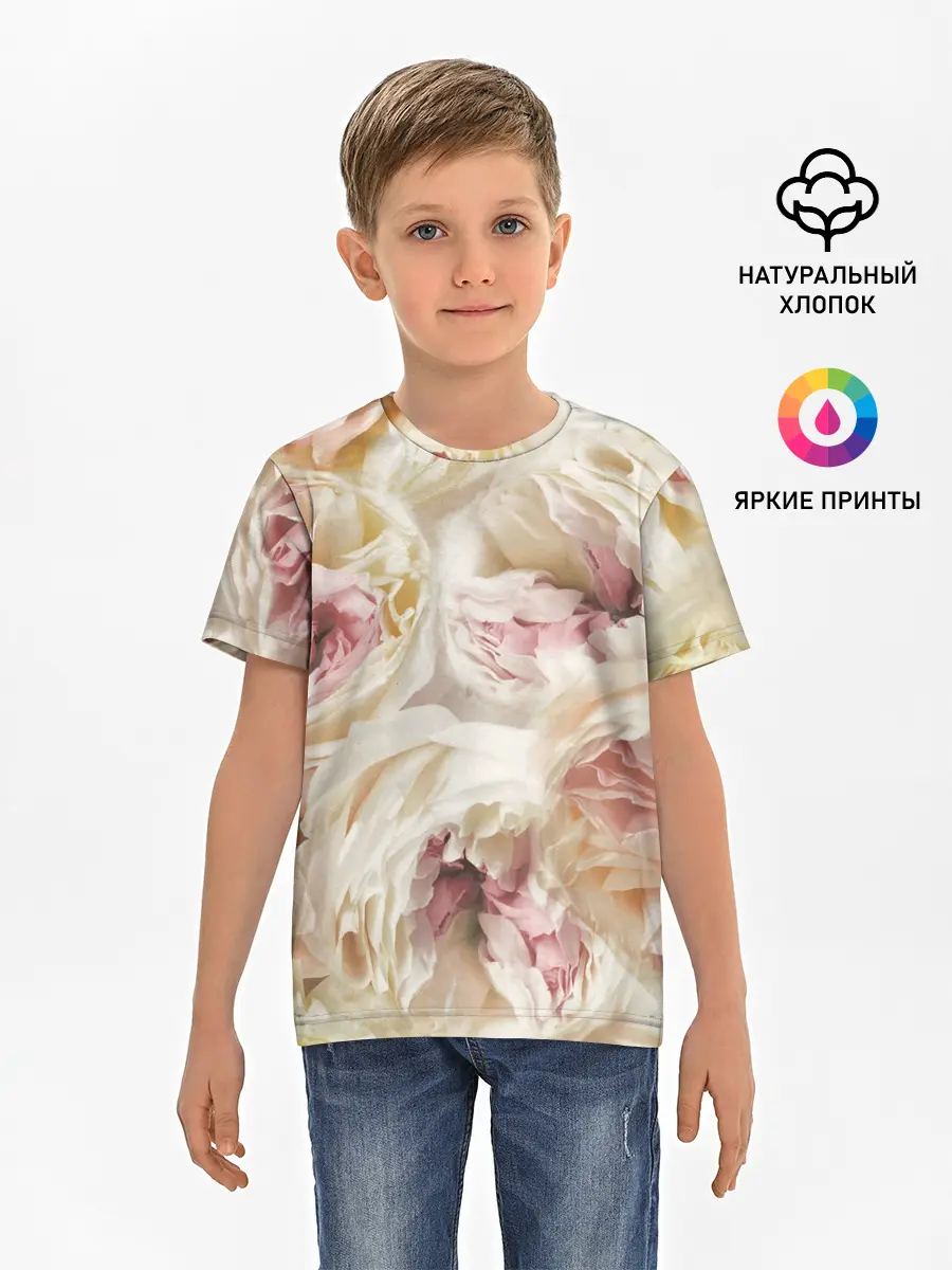 Детская базовая футболка / Нежные Пионы