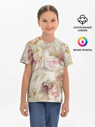Детская базовая футболка / Нежные Пионы
