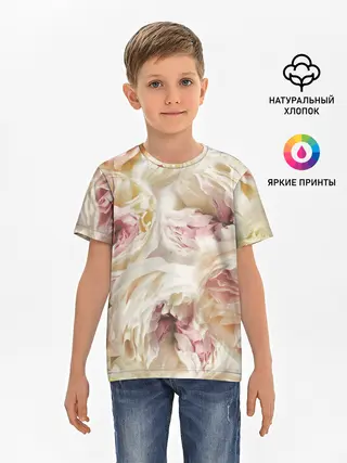 Детская базовая футболка / Нежные Пионы