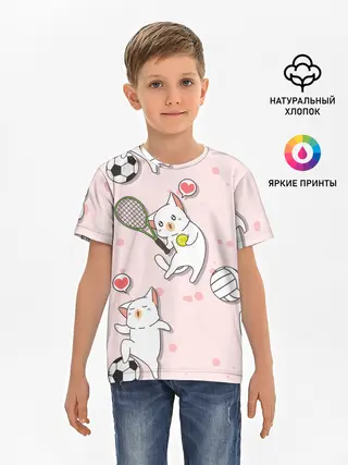 Детская базовая футболка / Спортивные котики | Мяу спорт