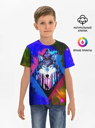 Детская базовая футболка / Cosmo Wolf
