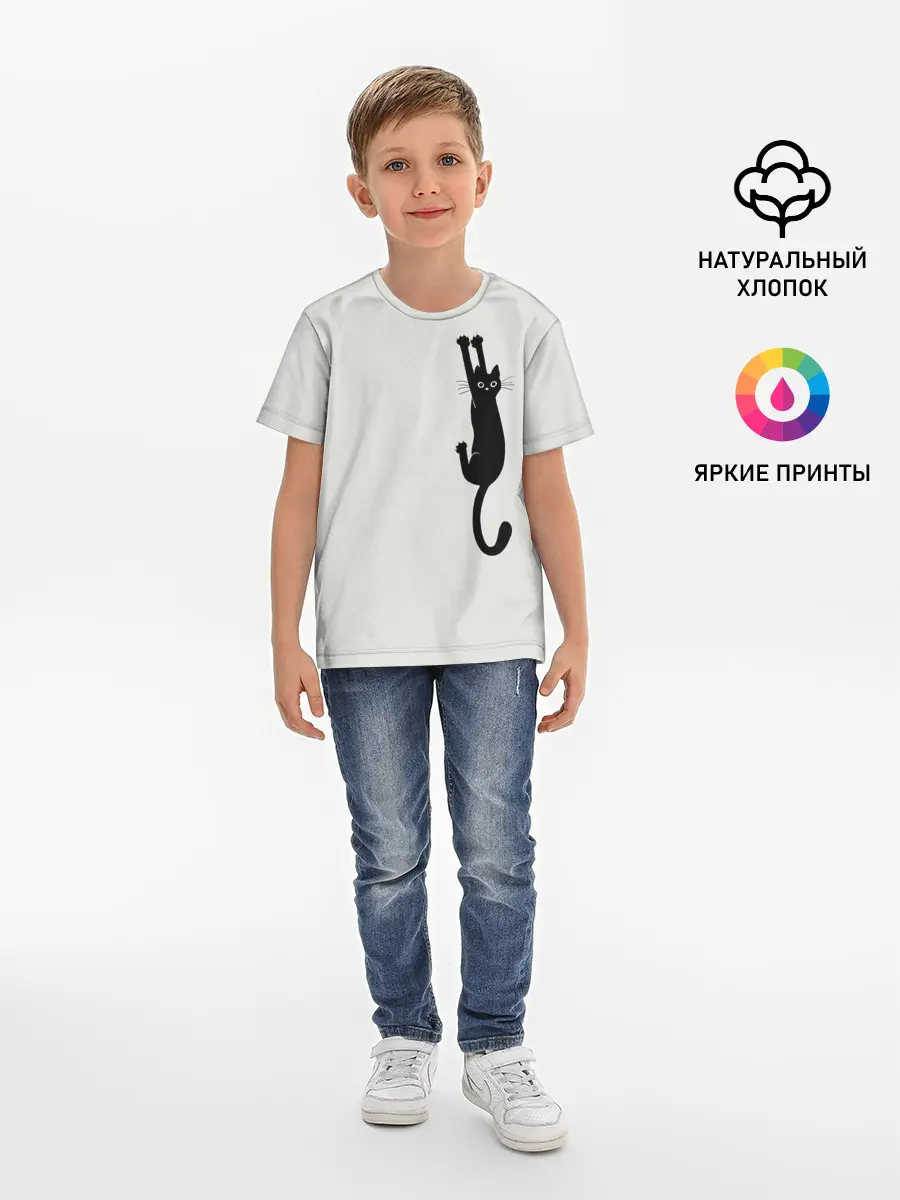 Детская базовая футболка / Испуганный кот