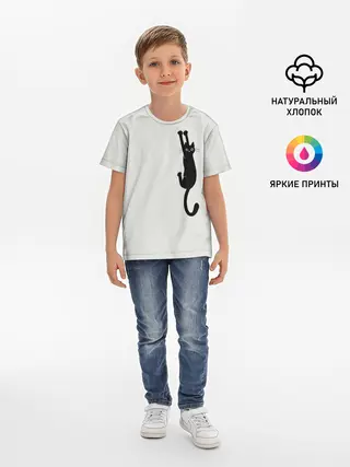 Детская базовая футболка / Испуганный кот