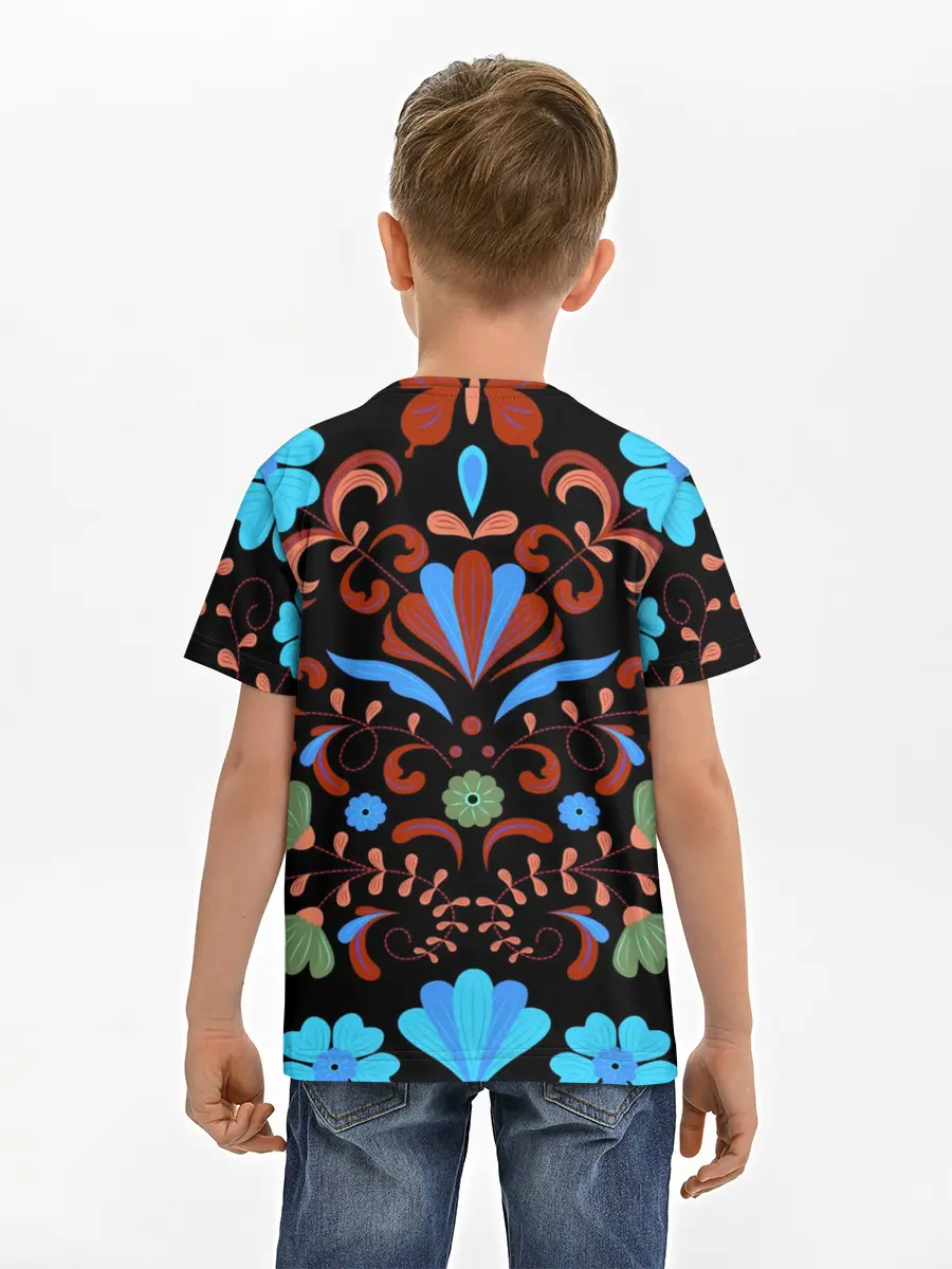 Детская базовая футболка / РОСПИСЬ ЦВЕТАМИ