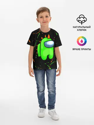 Детская базовая футболка / AMONG US - FORTNITE REX