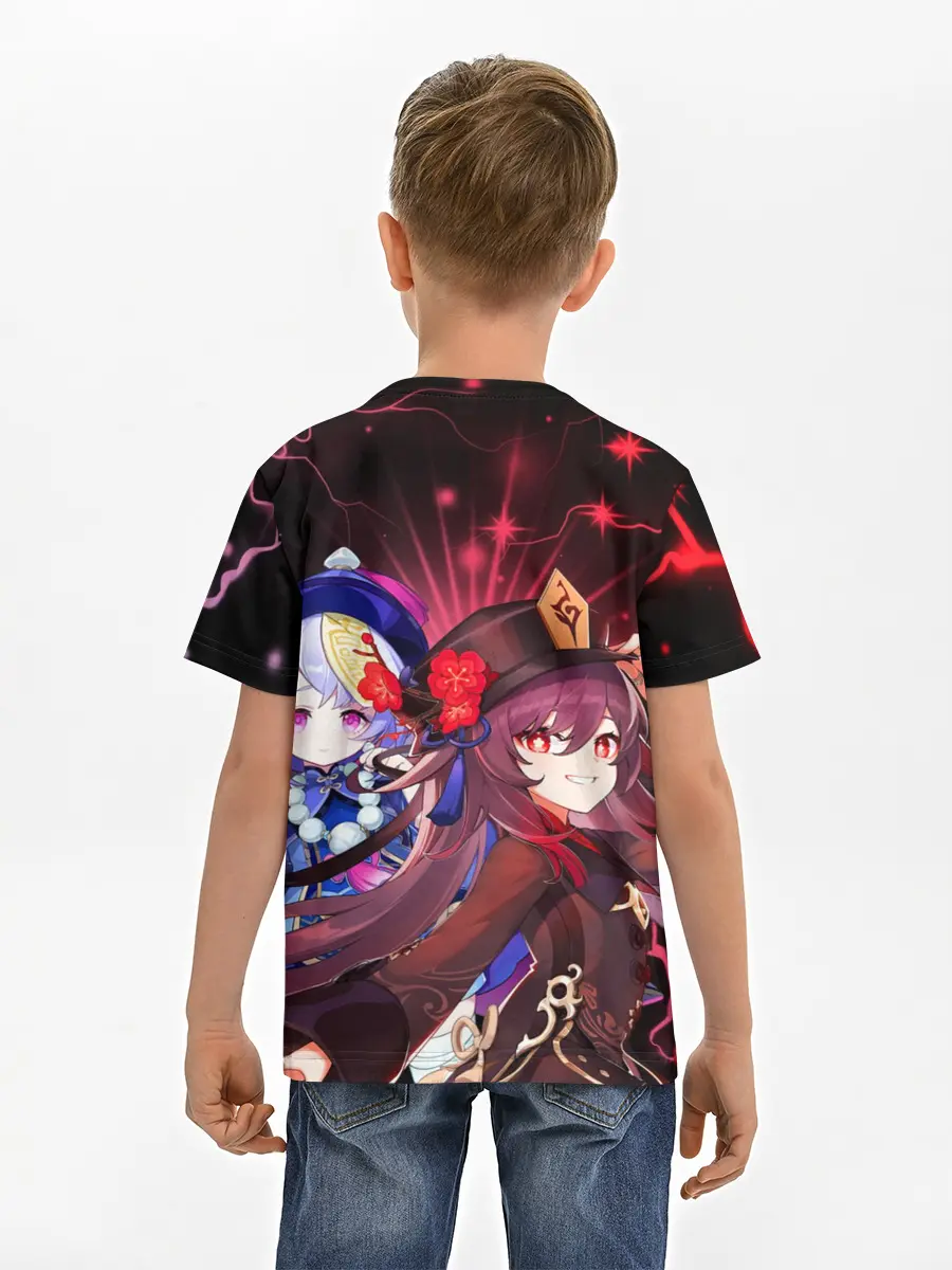 Детская базовая футболка / Ху Тао и Ци Ци, Genshin Impact