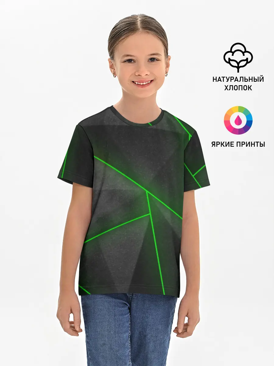 Детская базовая футболка / Неоновые линии
