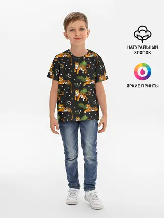 Детская базовая футболка / Tigers | Тигровый Паттерн
