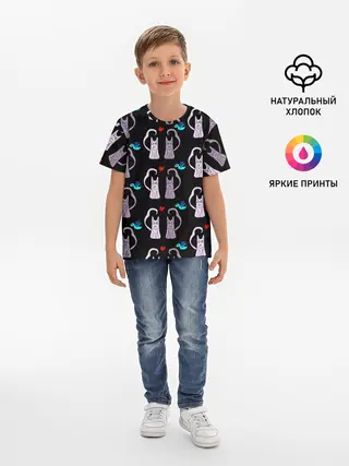 Детская базовая футболка / Фиолетовые котики