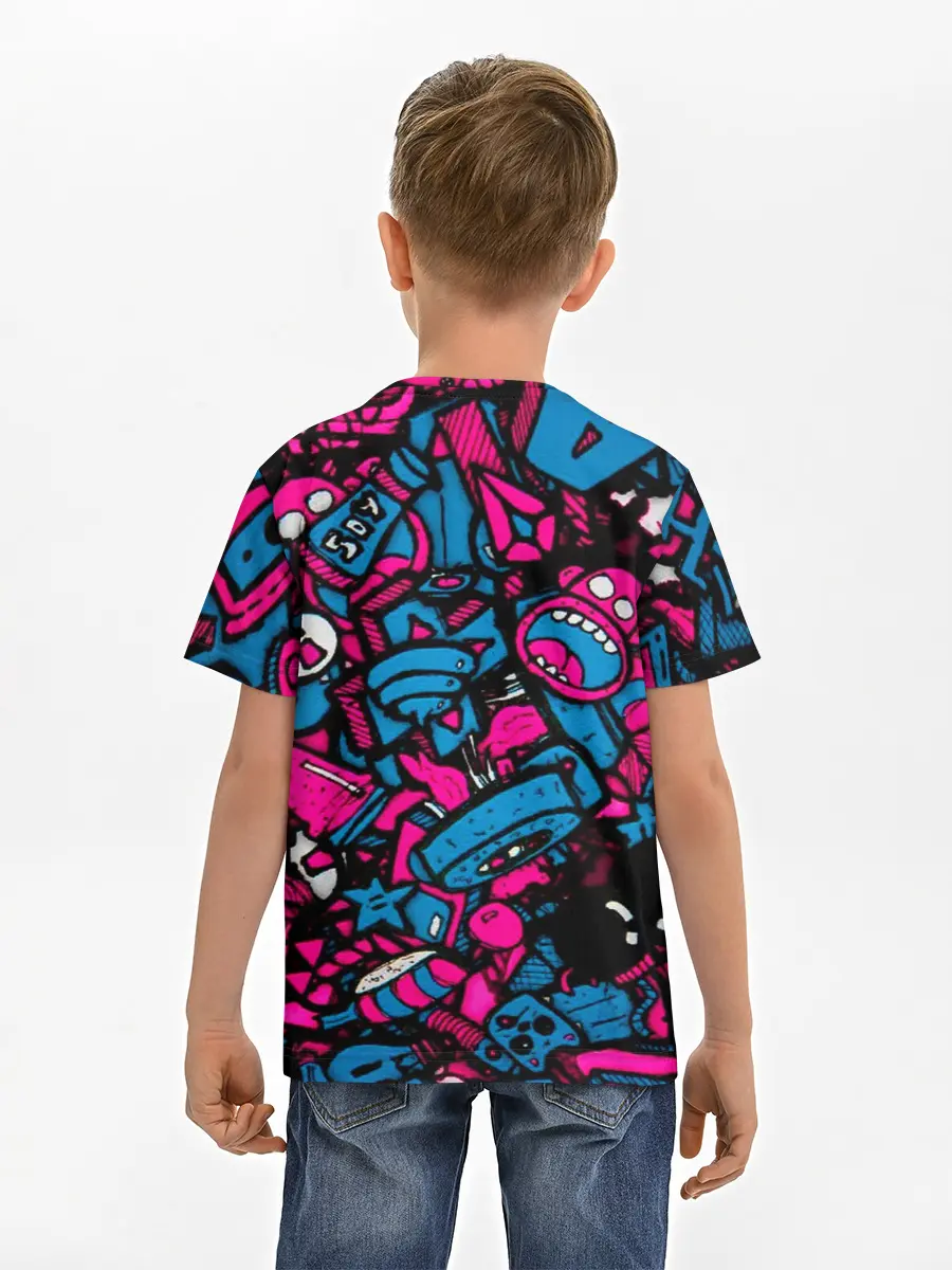 Детская базовая футболка / Мультяшные кислотные картинки
