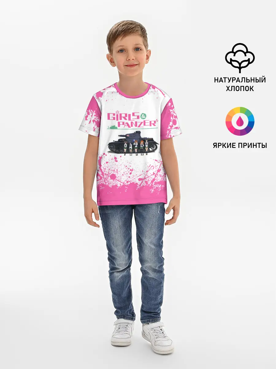 Детская базовая футболка / Девушки и танки | Pink