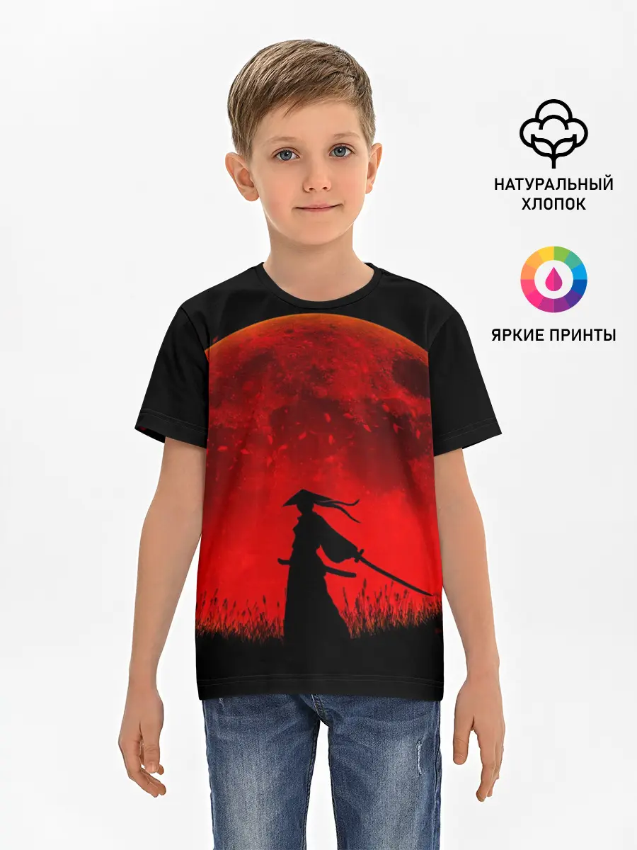 Детская базовая футболка / Самурай 3D