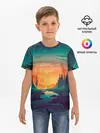 Детская базовая футболка / Закат Лес