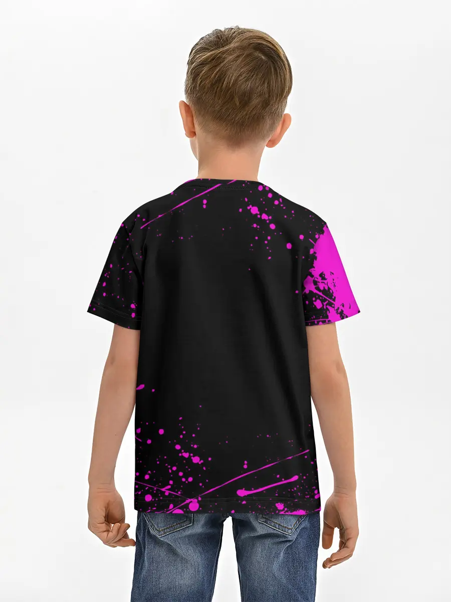 Детская базовая футболка / Дзётаро указывает фиолетовые брызги