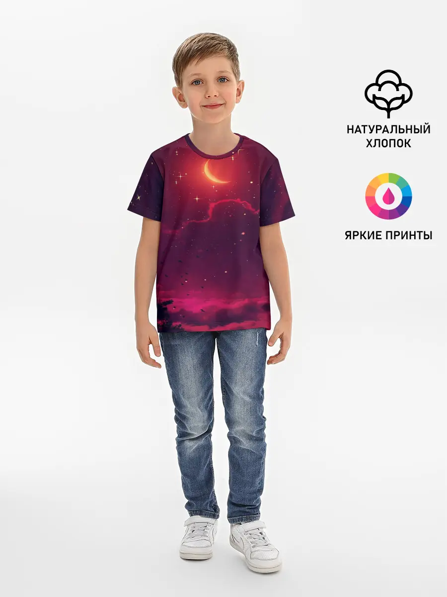 Детская базовая футболка / СКАЗОЧНАЯ НОЧЬ 2 КРАСНЫЙ