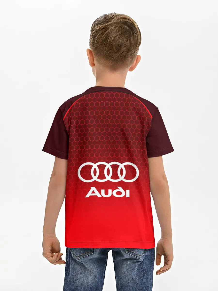 Детская базовая футболка / AUDI красная сетка