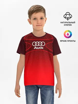 Детская базовая футболка / AUDI красная сетка