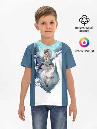 Детская базовая футболка / Mononoke голубое небо