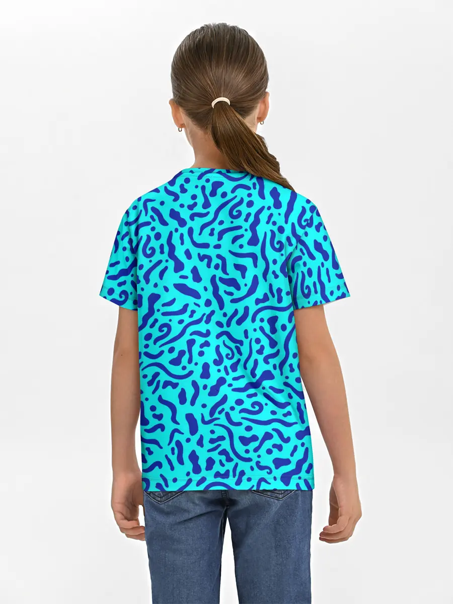 Детская базовая футболка / Неоновые синие узоры