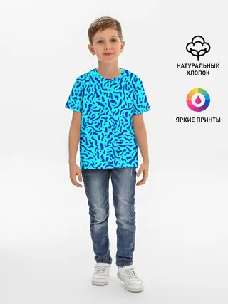 Детская базовая футболка / Неоновые синие узоры