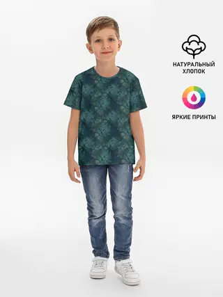 Детская базовая футболка / Синий абстрактный узор