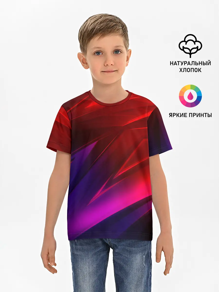 Детская базовая футболка / NEON GEOMETRY STRIPES