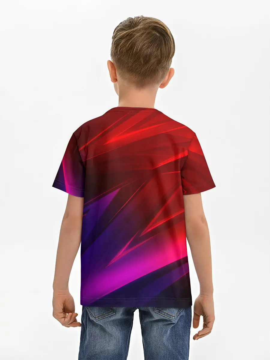 Детская базовая футболка / NEON GEOMETRY STRIPES