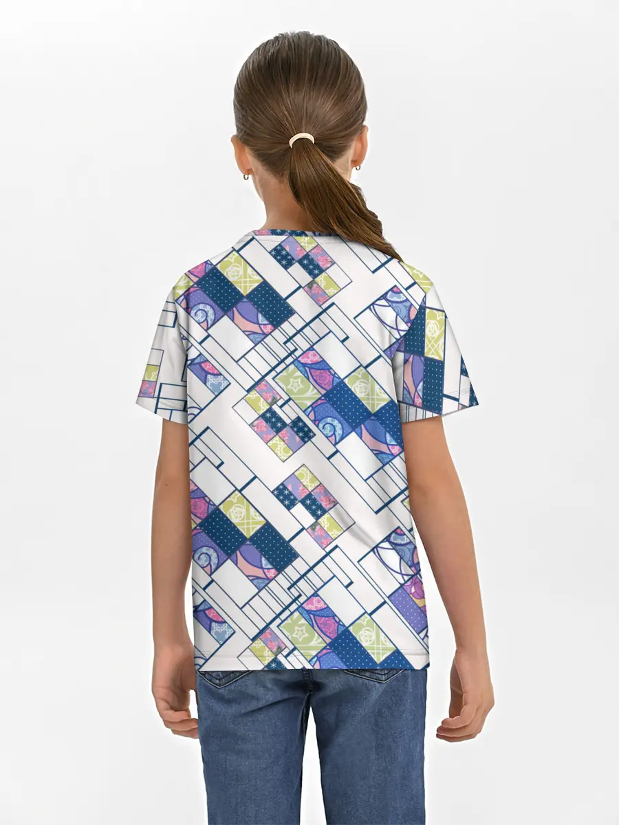 Детская базовая футболка / Этнический узор пэчворк