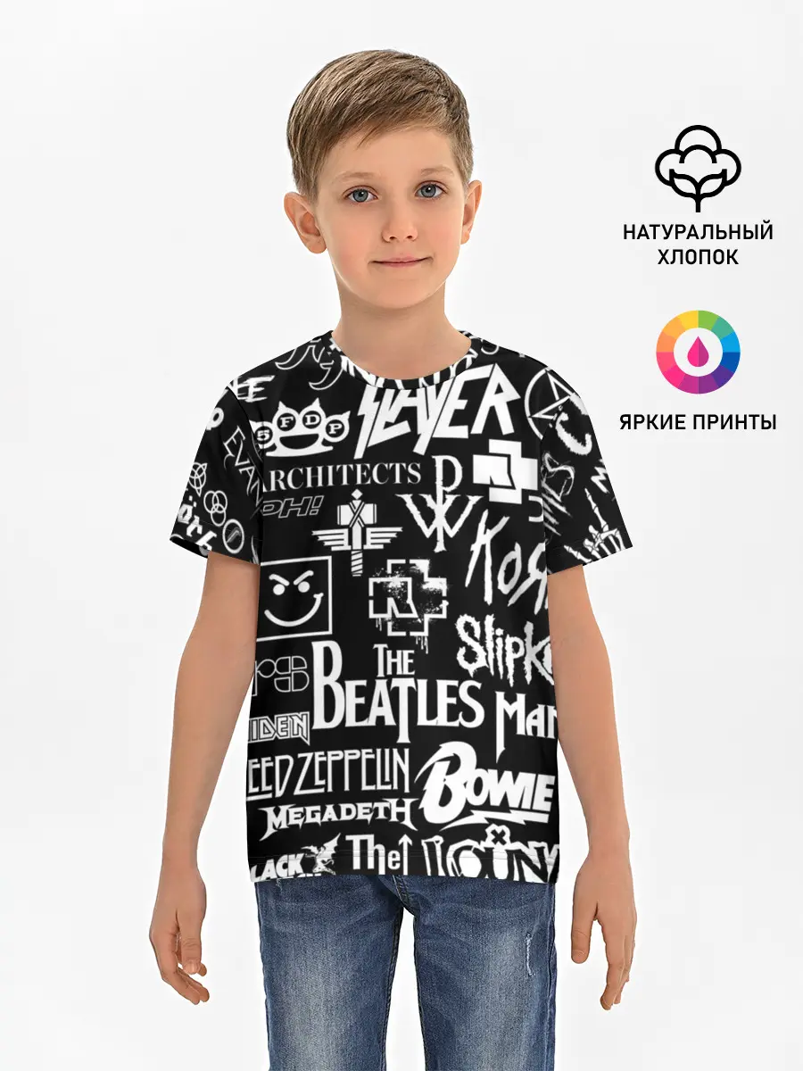Детская базовая футболка / ЛОГОТИПЫ РОК ГРУПП