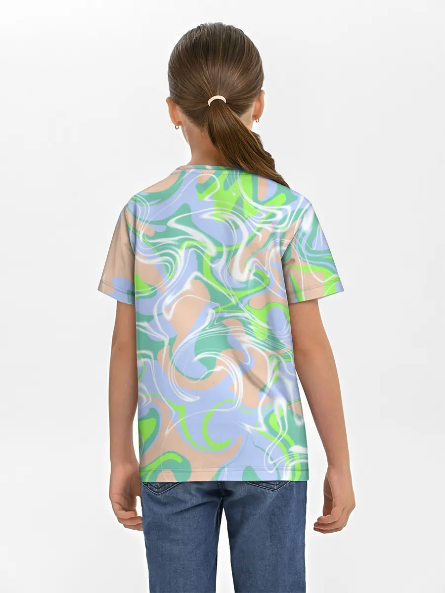 Детская базовая футболка / Разноцветные разводы красок