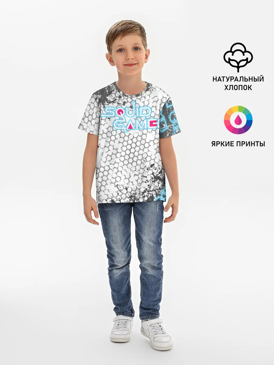 Детская базовая футболка / Игра в кальмара Неон