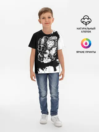 Детская базовая футболка / Чёрный клевер Аста и демон Либе