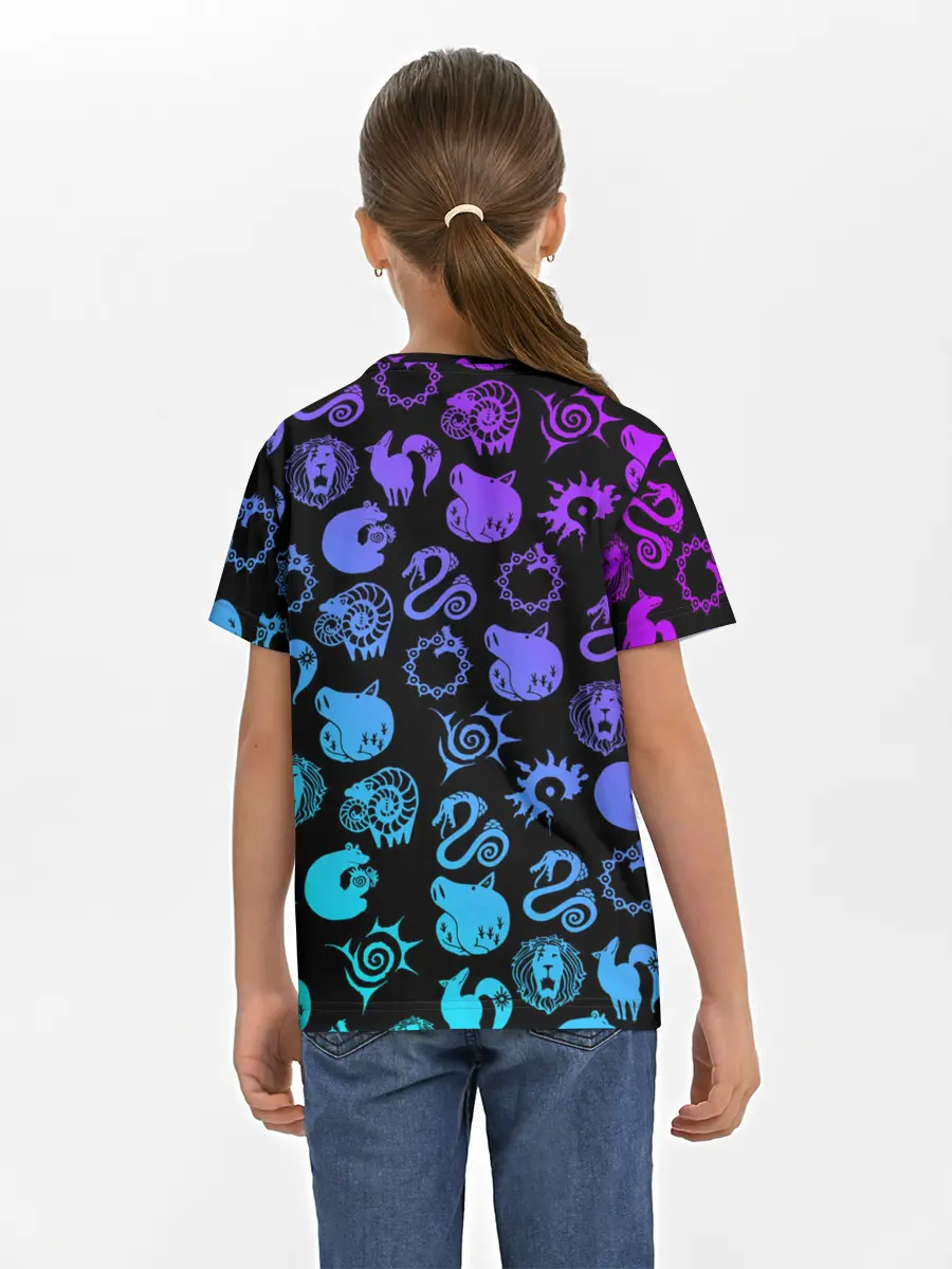 Детская базовая футболка / 7 СМЕРТНЫХ ГРЕХОВ НЕОН ЭМБЛЕМЫ