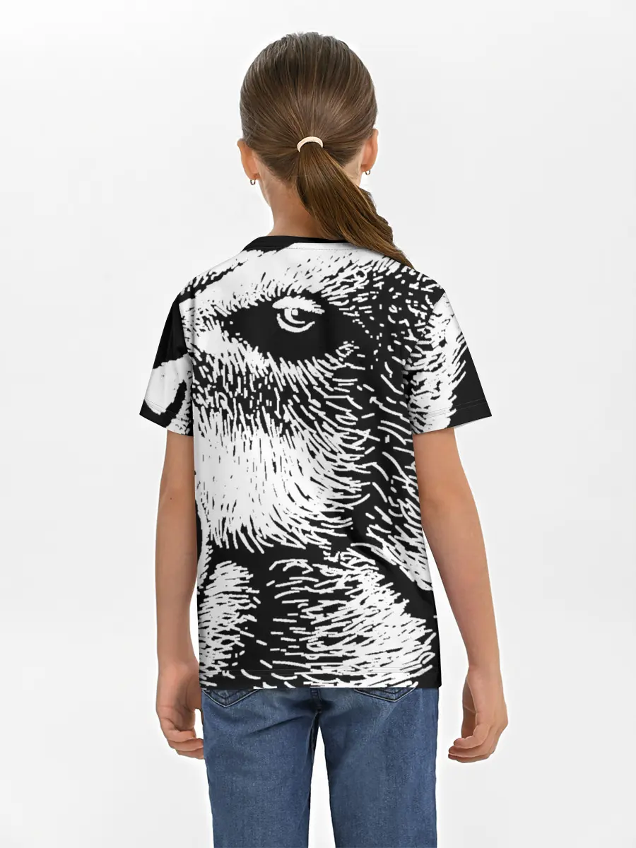 Детская базовая футболка / Черный медведь