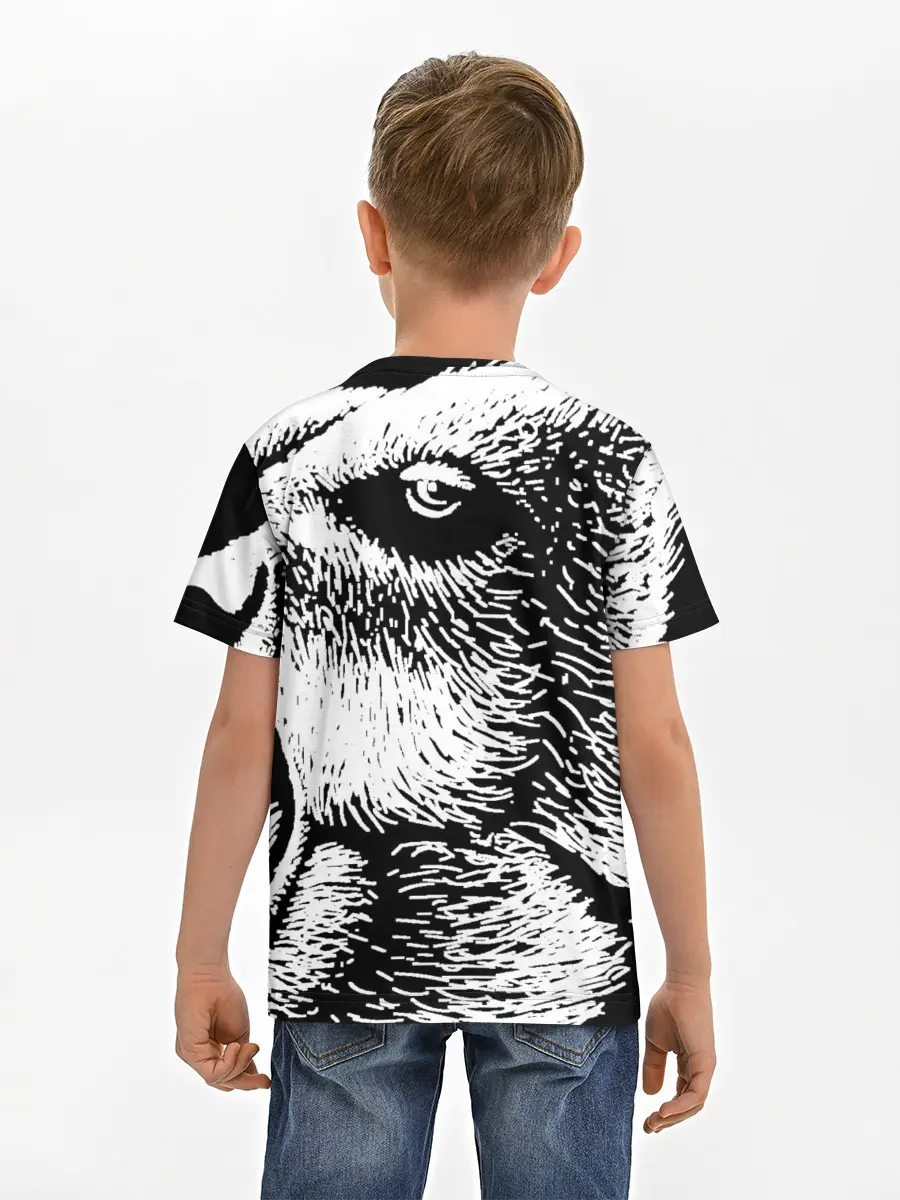 Детская базовая футболка / Черный медведь