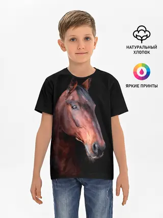 Детская базовая футболка / Гнедая лошадь