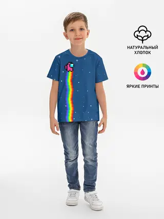 Детская базовая футболка / AMONG US - NYAN CREWMATE