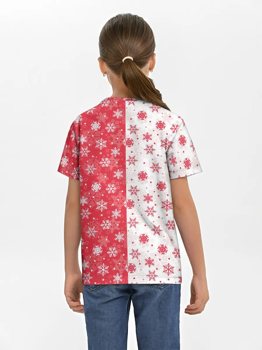 Детская базовая футболка / Снежинки - новогодние узоры