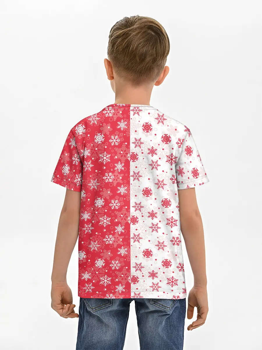 Детская базовая футболка / Снежинки - новогодние узоры
