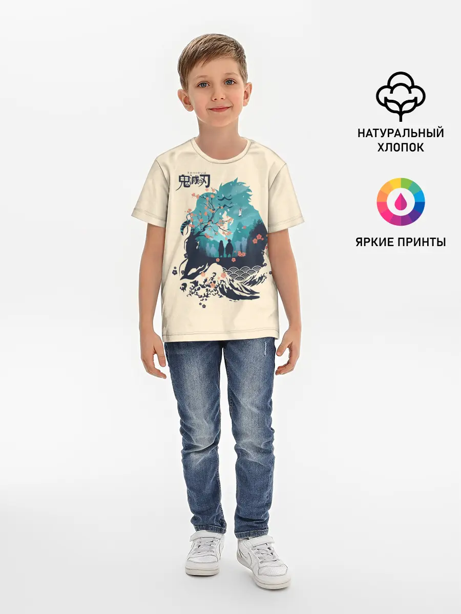 Детская базовая футболка / Танджиро и Незуко Kimetsu no Yaiba
