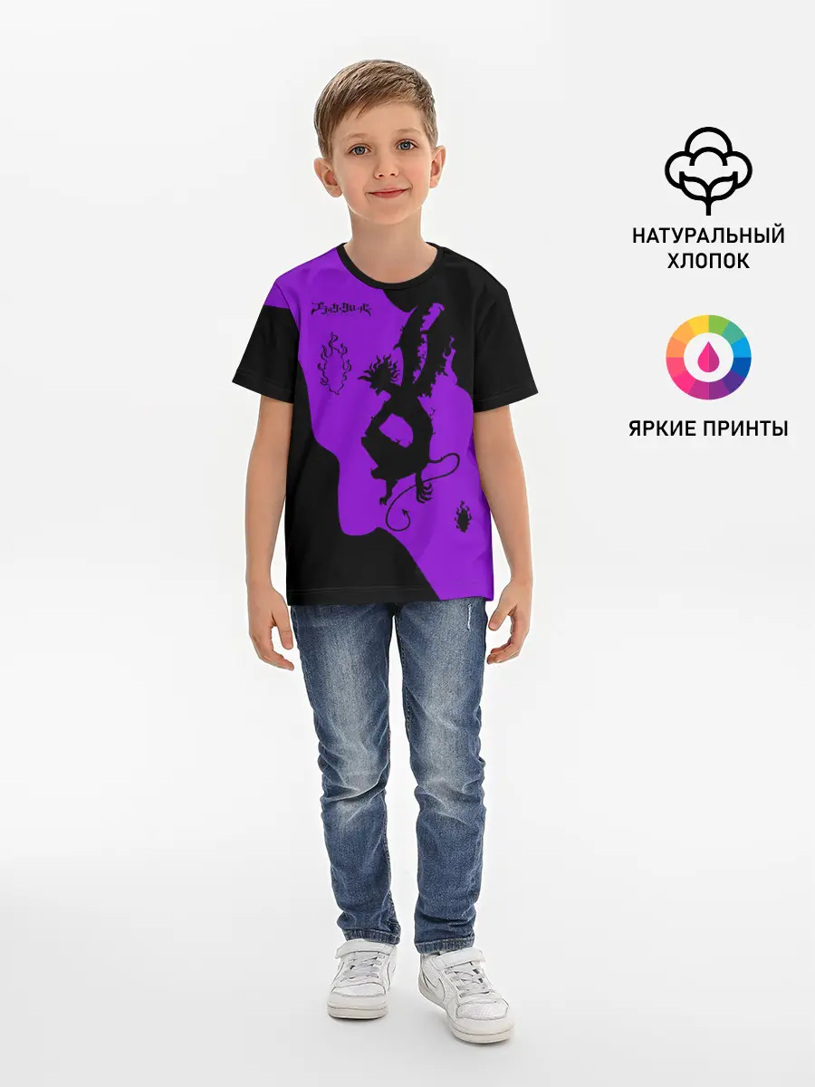 Детская базовая футболка / Чёрный клевер демон в сиреневом