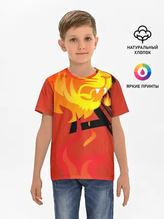 Детская базовая футболка / Огненный лев
