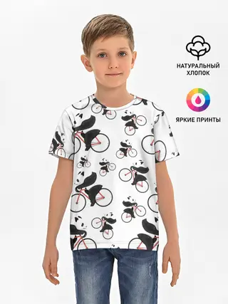 Детская базовая футболка / Панды На Велосипеде