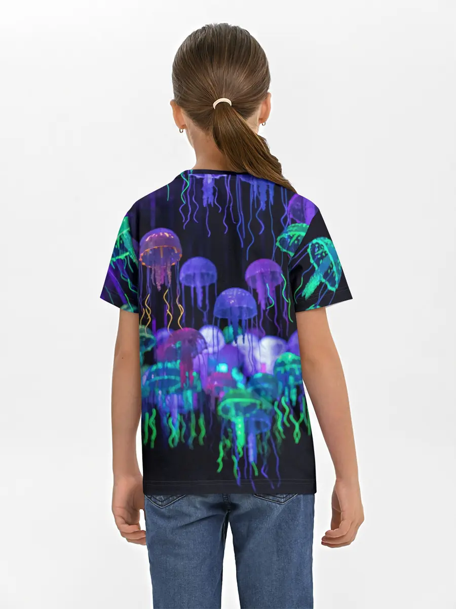 Детская базовая футболка / Неоновые медузы