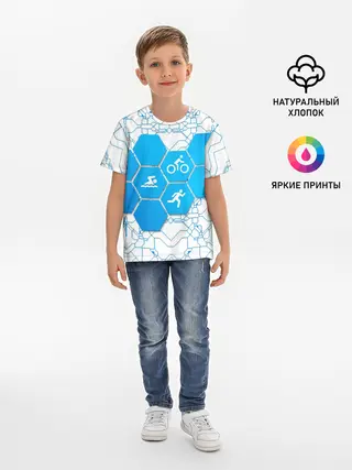 Детская базовая футболка / Плыви, Крути, Беги