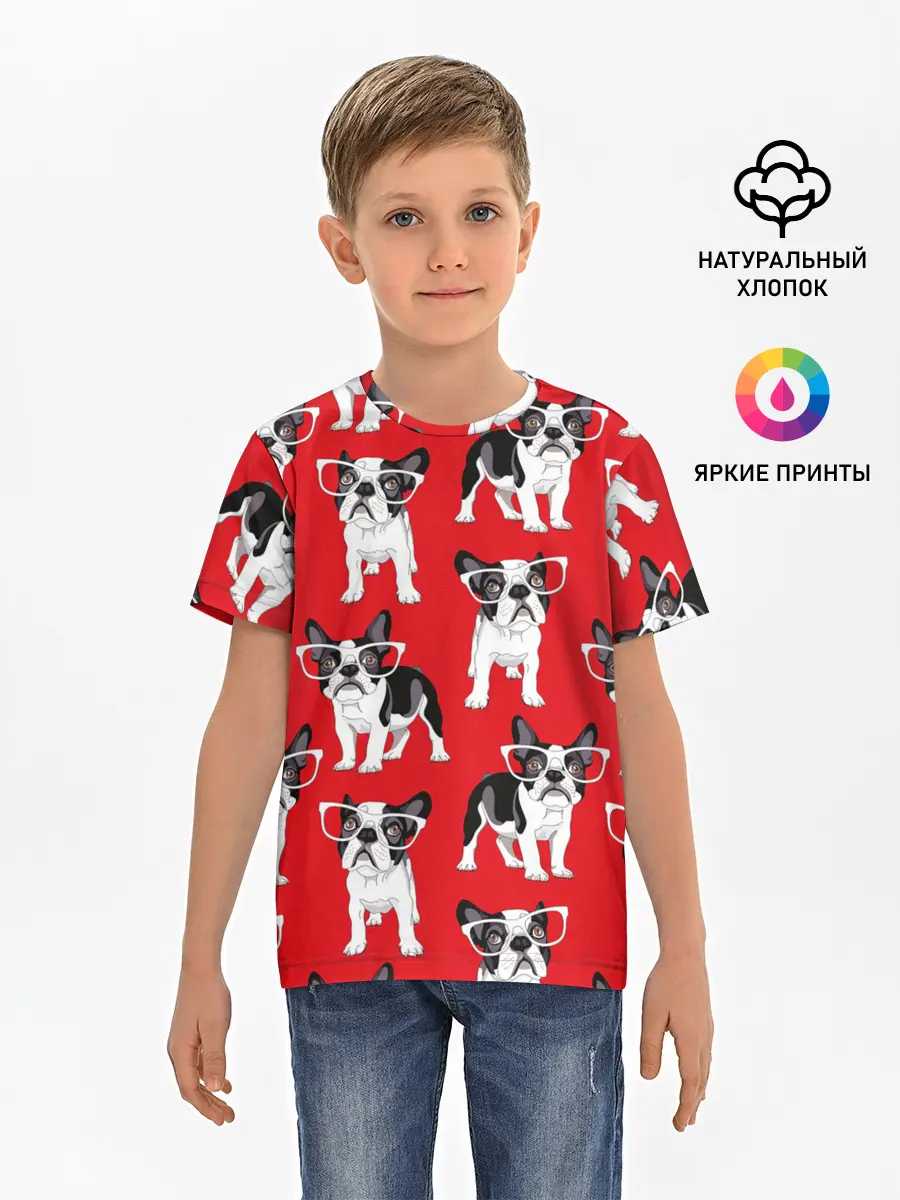 Детская базовая футболка / Французские бульдоги