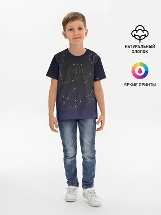 Детская базовая футболка / Тату Лил Пипа звезды на небе